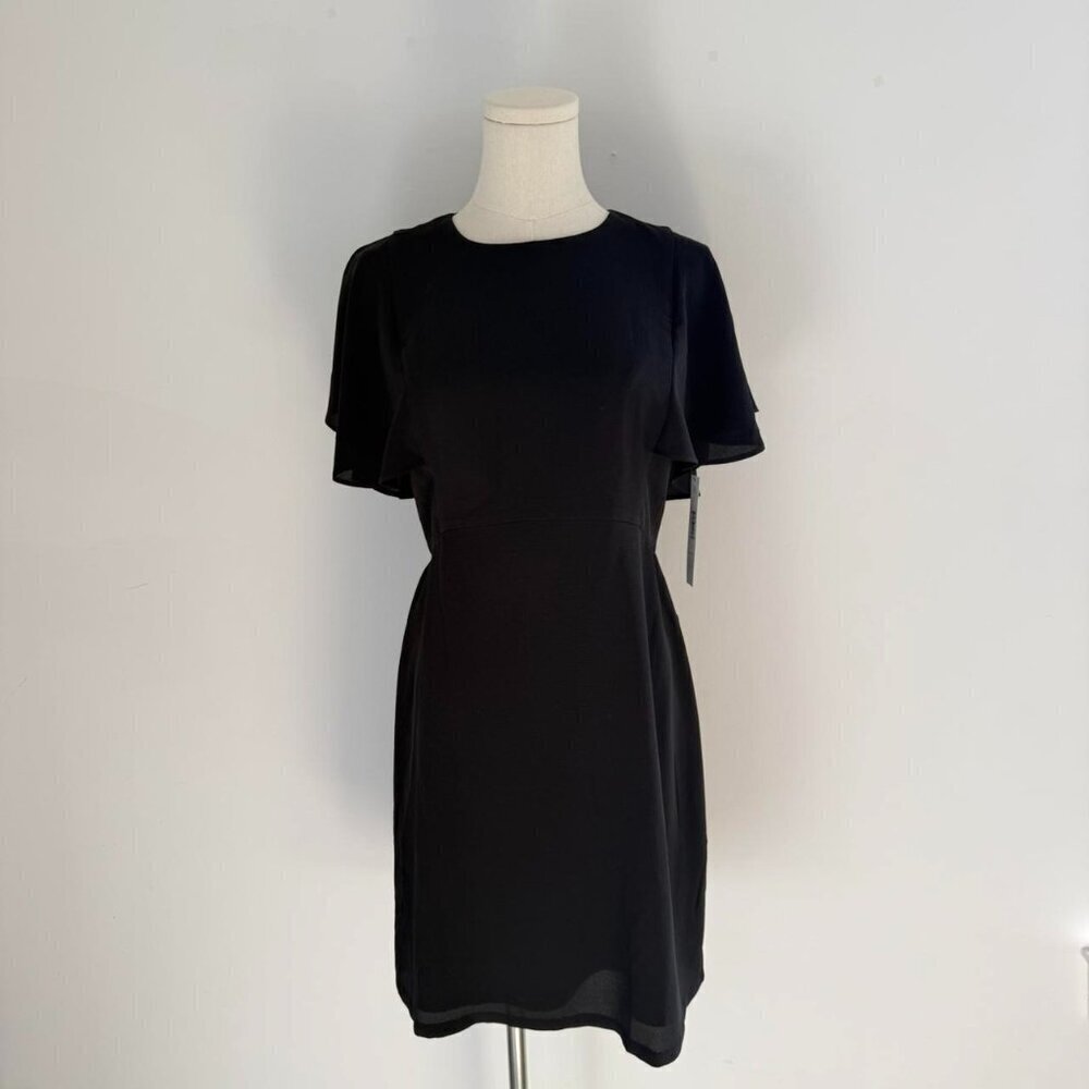Maggy London Flutter Sleeve Crepe Sheath Dress | Black | Womens Size 4
